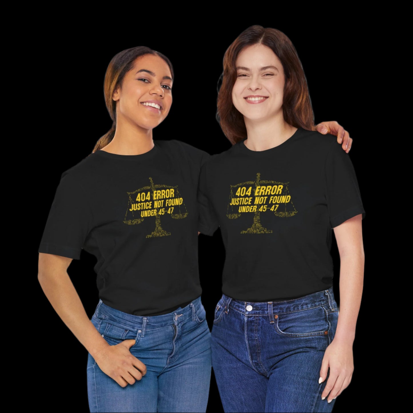 “404 ERROR" JUSTICE NOT FOUND UNDER 45-47” — Matrix Law Scale Protest Tee
