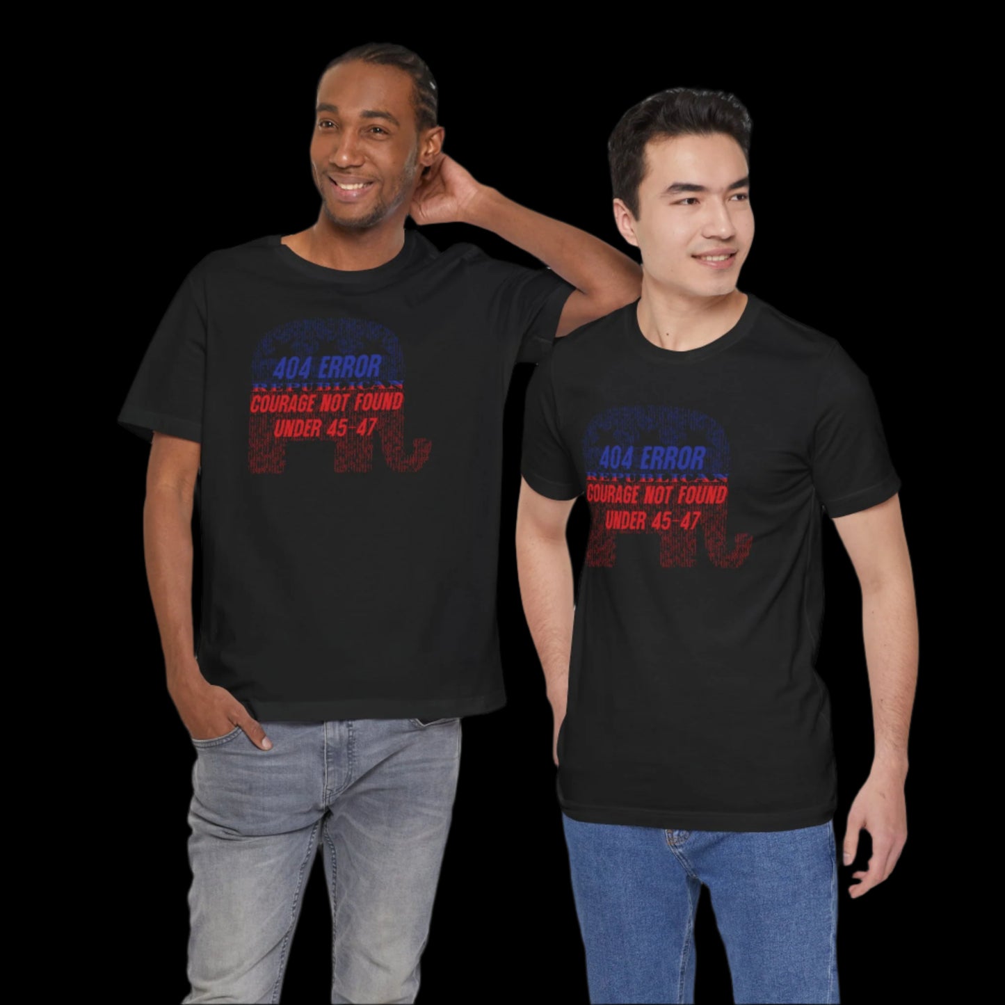 “404 ERROR" GOP COURAGE NOT FOUND UNDER 45-47” — Matrix GOP Elephant Protest Tee